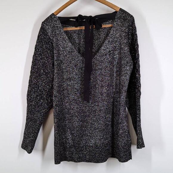 Sachin Babi Pippa Black Metallic Knit Pullover Sweater Size XL Women's Preowned - Picture 3 of 9